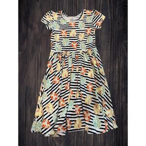 Dot Dot Smile Twirl Dress Girls 8/10 • Stripe & Floral Print